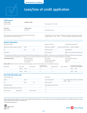 BMO Harris Small Business Loan Application