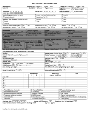 Knee Pain Form - Non-Traumatic Pain