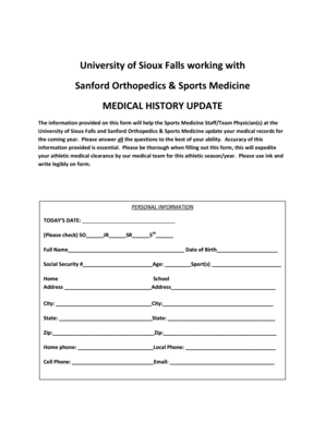 Medical History Update Form