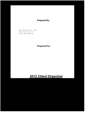 2012 Client Organizer Tax Preparation Letter