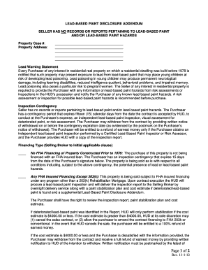 Lead-Based Paint Disclosure Addendum