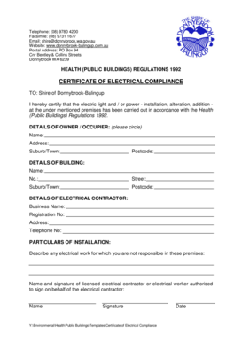 Certificate of Electrical Compliance