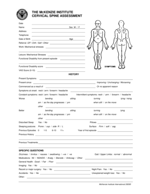 Cervical Spine Assessment Form