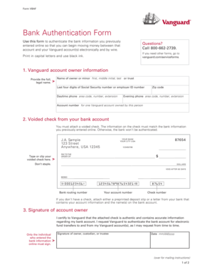 Vanguard Bank Authentication Form