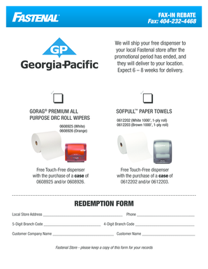 Fastenal Paper Towel Rebate Form