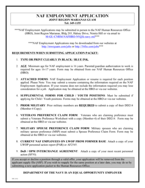 NAF Employment Application Form