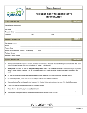Request for Tax Certificate Information