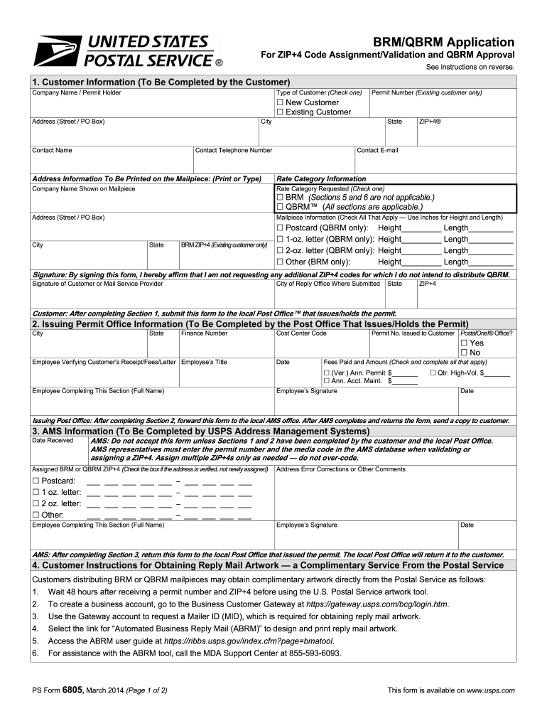 20142021 Form USPS PS 6805 Fill Online, Printable, Fillable, Blank