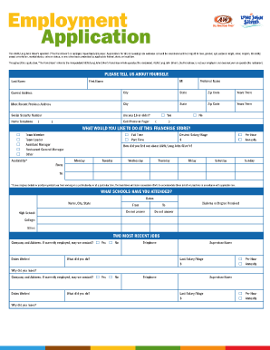 A&W/Long John Silver’s Employment Application
