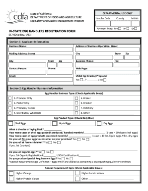 California Egg Handler Registration Form