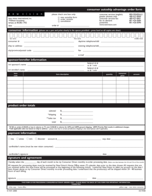 Consumer Autoship Advantage Order Form