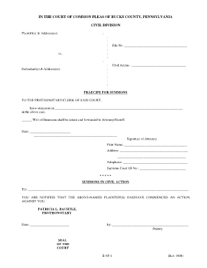 Praecipe for Summons