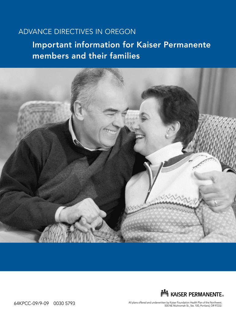 Fillable Online Advance Directive Kaiser Permanente Northwest