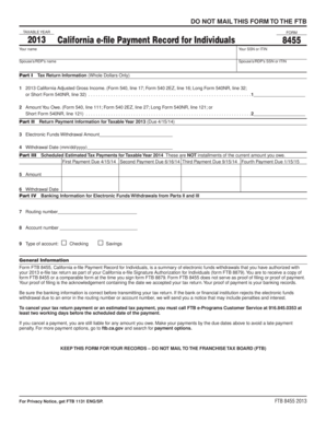 2013 California e-file Payment Record