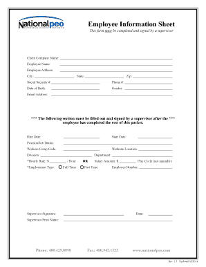 Employee Information Sheet