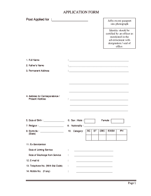 Government Job Application Form