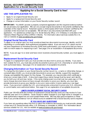 Application for a Social Security Card