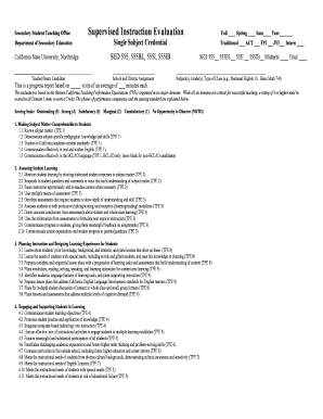 California Teaching Performance Evaluation Form