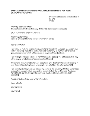UK Graduation Ceremony Invitation Letter