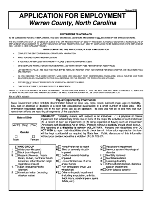 North Carolina State Employment Application