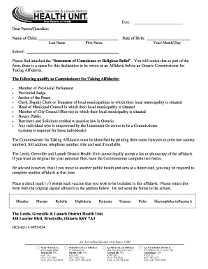 Ontario Vaccine Exemption Affidavit