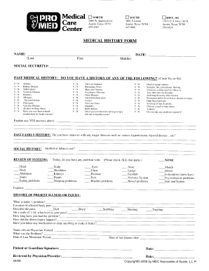 Medical History Form