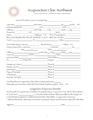 Download New Patient Acupuncture Clinic NW Intake Form and ...