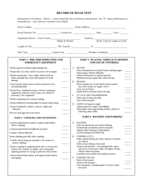 Record of Road Test