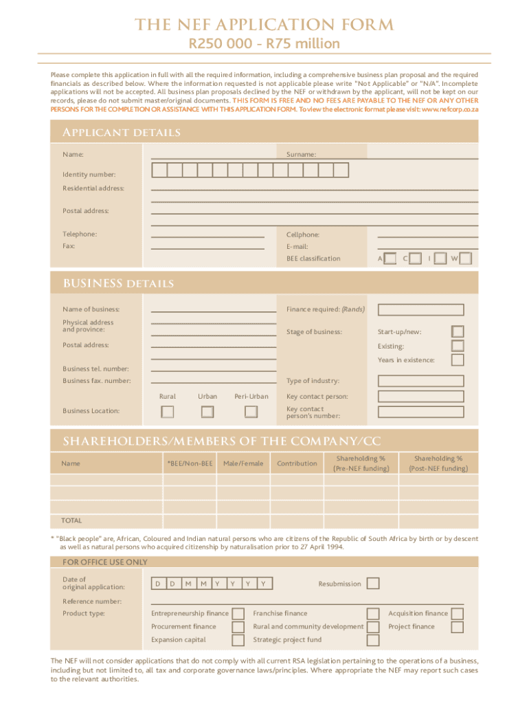 nef business plan template Preview on Page 1