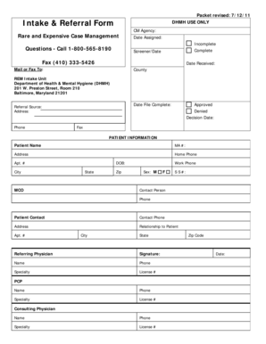 Maryland Intake and Referral Form