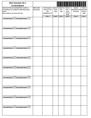 2012 Schedule VK-1 Form