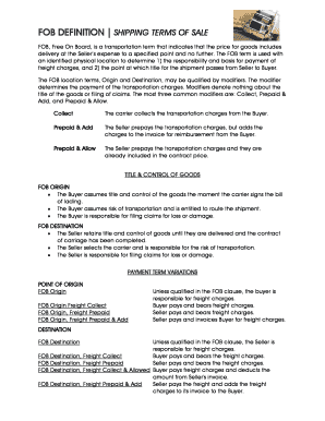 FOB DEFINITION SHIPPING TERMS OF SALE - DSi TMS