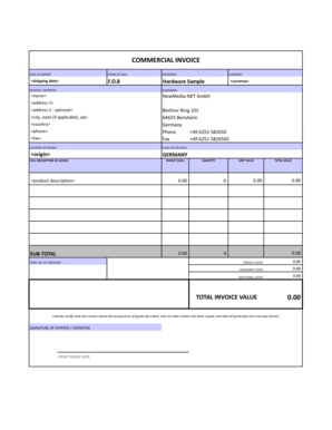 Commercial Invoice for Export