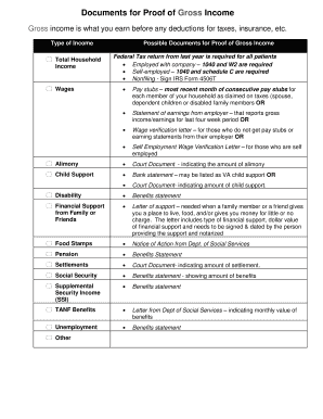Proof of Gross Income Documents
