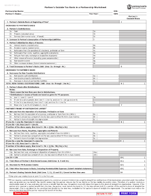 Partnership Basis Calculation Worksheet Excel 2020-2023 - Fill and Sign  Printable Template Online