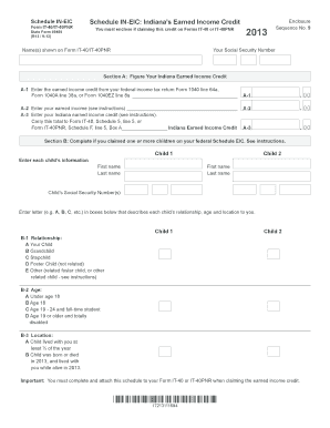 Indiana Earned Income Credit Schedule