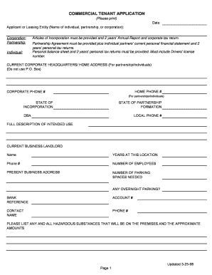 Commercial Tenant Application