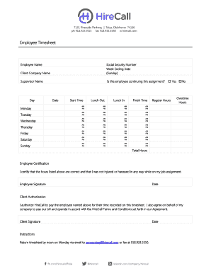 Click Here for Employee Timesheet - HireCall