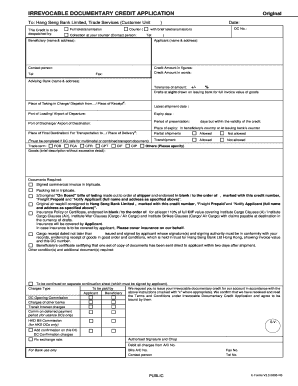Irrevocable Documentary Credit Application