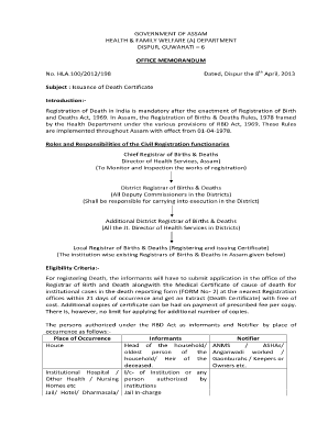 death certificate assam