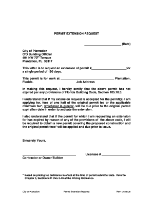 Permit Extension Letter Sample Fill Online Printable Fillable
