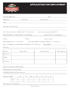 Employment Application Form