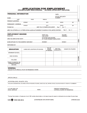 Application for Employment