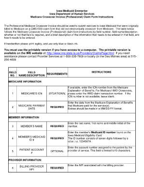 Iowa Medicaid Medicare Crossover Invoice