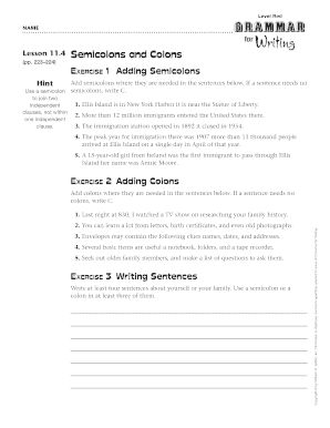 Lesson 11.4 Semicolons and Colons
