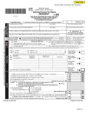 Hawaii Individual Income Tax Return