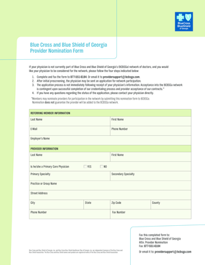 Blue Cross and Blue Shield of Georgia Provider Nomination Form