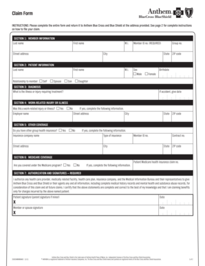 Anthem Blue Cross Claim Form