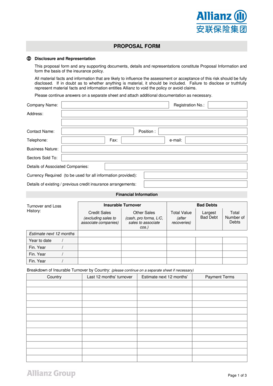 Credit Insurance Proposal Form