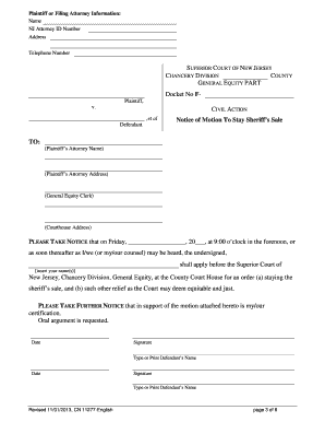 P30 form nj printable - Stay of Sheriff's Sale Notice of Motion Instructions - New Jersey Courts - judiciary state nj